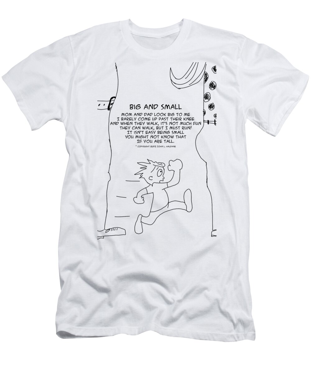 Mom T-Shirt featuring the drawing Big and Small by John Haldane
