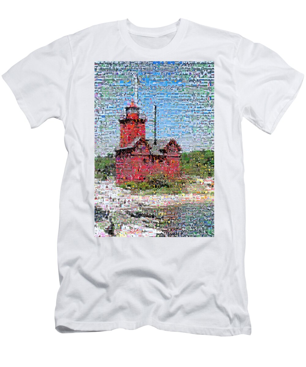 Lighthouse T-Shirt featuring the photograph Big Red Photomosaic by Michelle Calkins