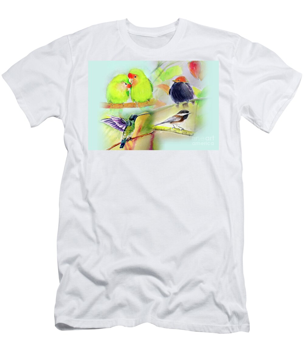 Hummingbird T-Shirt featuring the painting Birds by Allison Ashton