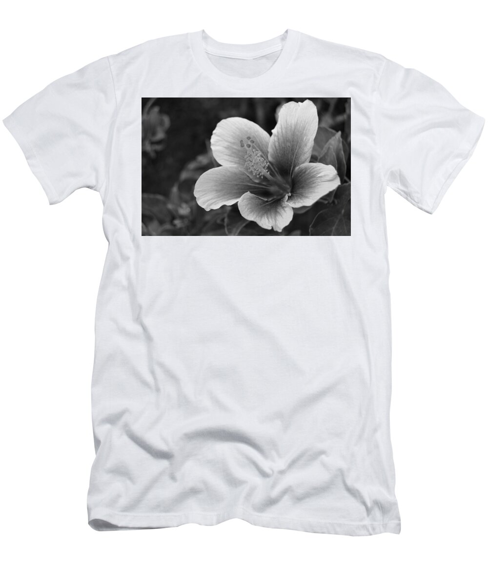 Flower T-Shirt featuring the photograph Black and White Hibiscus 1 by Amy Fose