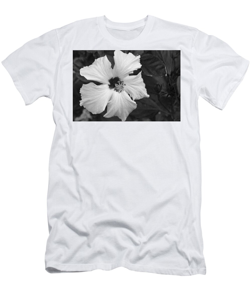 Flower T-Shirt featuring the photograph Black and White Hibiscus 2 by Amy Fose