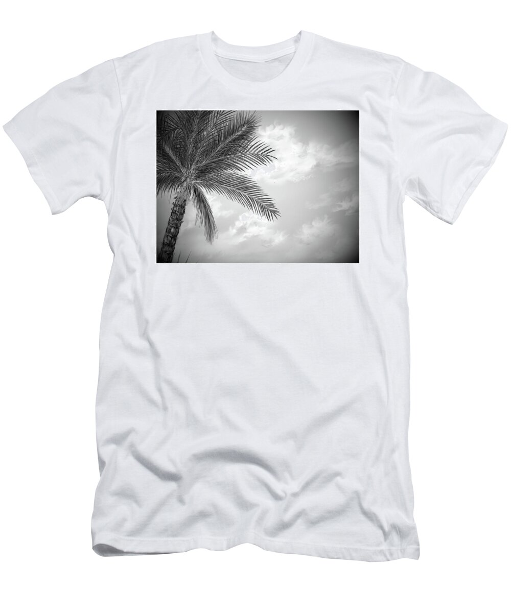 Cloud T-Shirt featuring the digital art Black and white palm by Darren Cannell