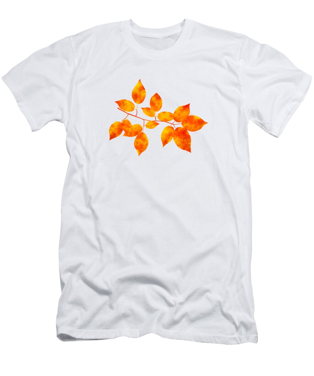 Leaves T-Shirt featuring the mixed media Black Cherry Pressed Leaf Art by Christina Rollo