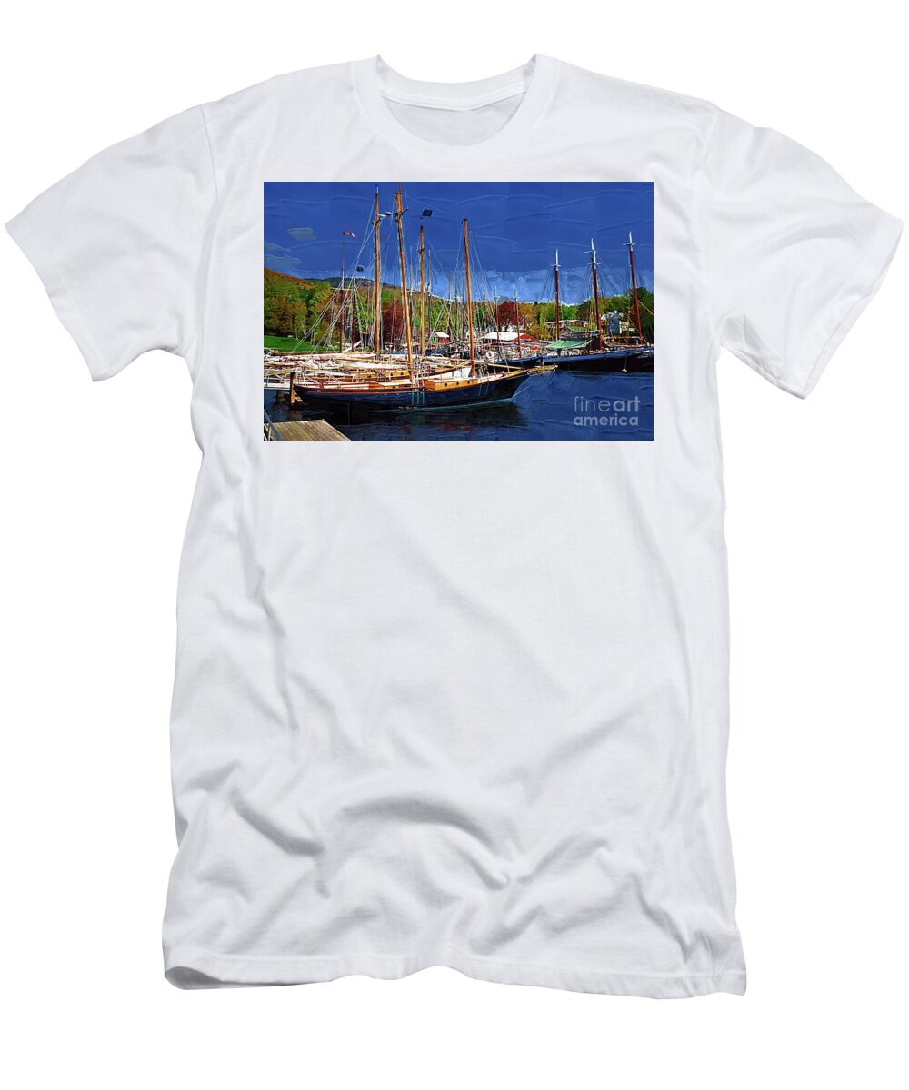 Sailboats T-Shirt featuring the digital art Black Sailboats by Kirt Tisdale