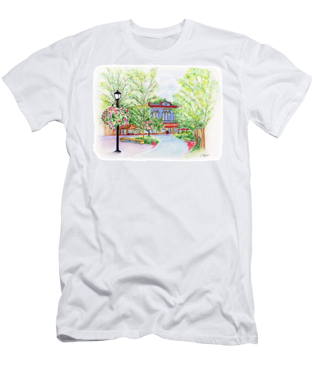Black Sheep Pub T-Shirt featuring the painting Black Sheep on the Plaza by Lori Taylor