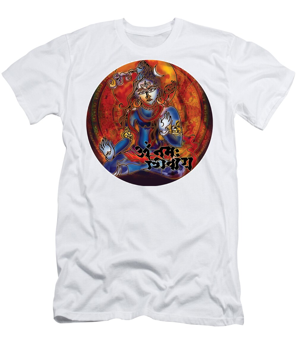  T-Shirt featuring the painting Blessing Shiva by Guruji Aruneshvar Paris Art Curator Katrin Suter