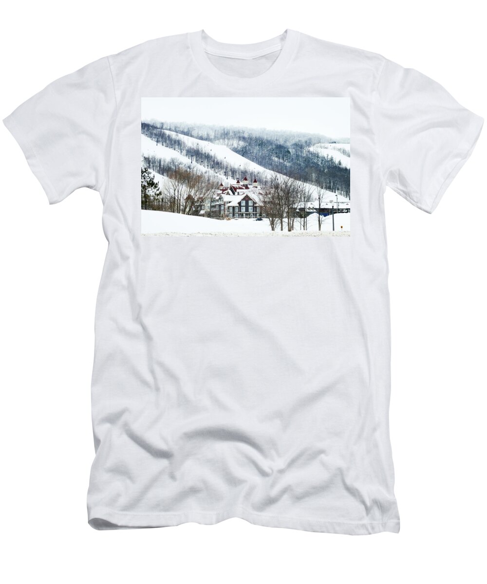 Blue Mountain T-Shirt featuring the photograph Blue Mountain Ski Resort by Tatiana Travelways