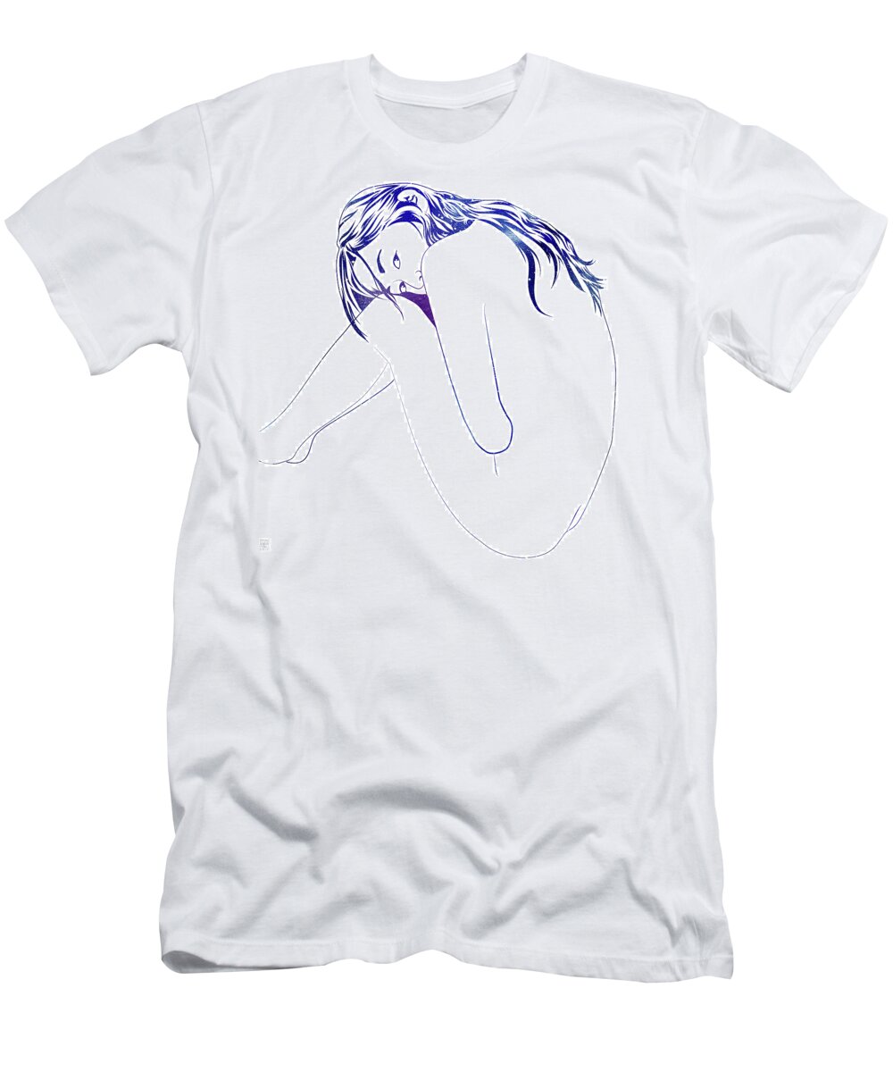 A Celestial Blue Nymph By Artist Stevyn Llewellyn T-Shirt featuring the digital art Blue Nymph by Stevyn Llewellyn