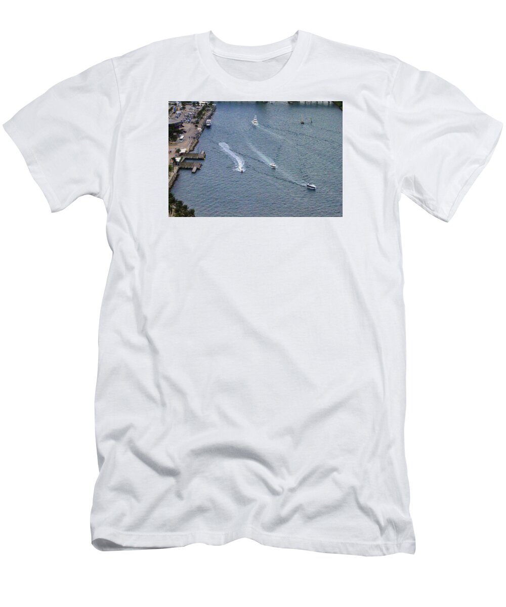 Boats T-Shirt featuring the photograph Boats racing in Miami by Elton Hazel