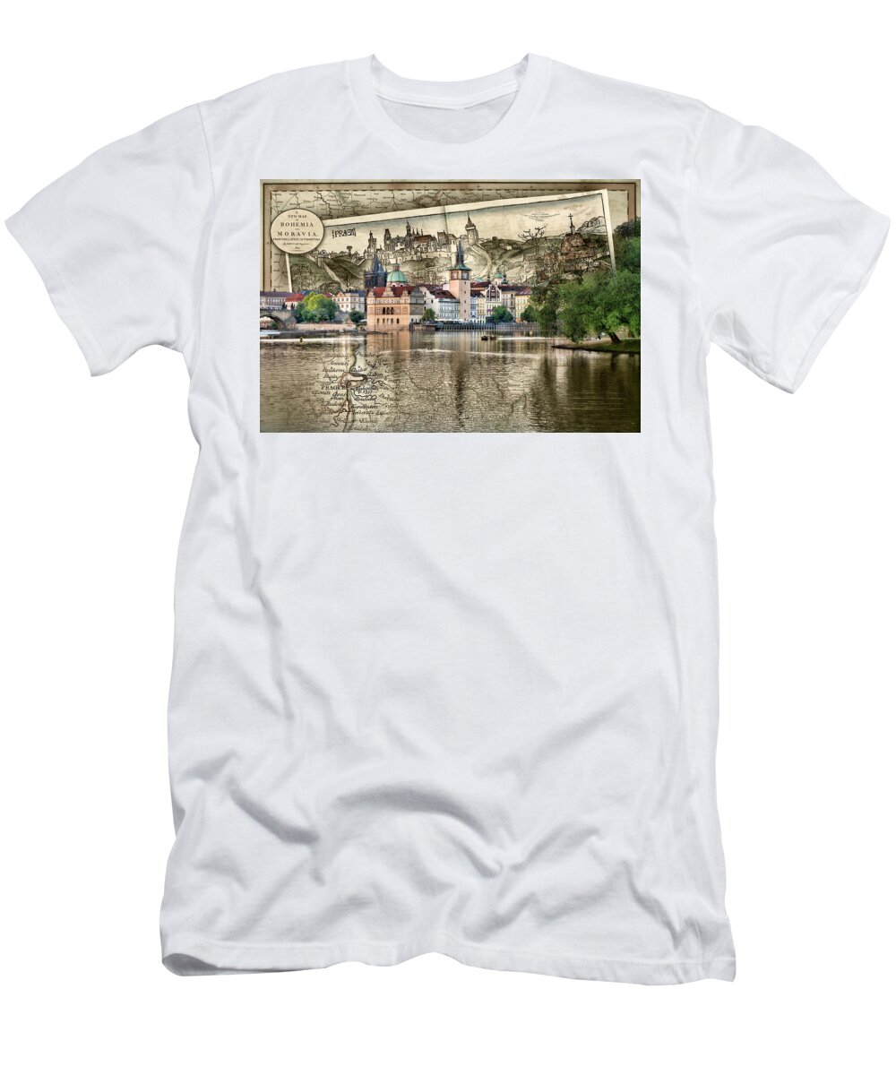 Central Europe T-Shirt featuring the photograph Bohemia Moravia Prague Map by Sharon Popek