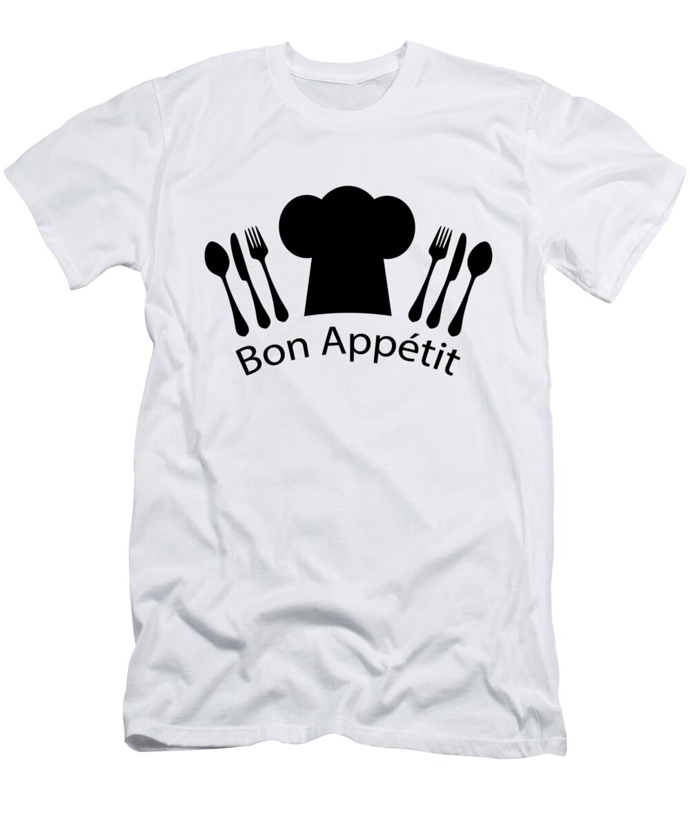 French T-Shirt featuring the digital art Bon Appetit French Chef by Antique Images 