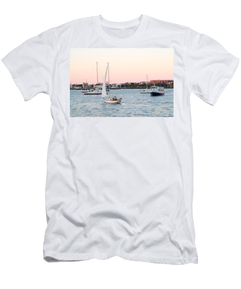 Boston T-Shirt featuring the photograph Boston Harbor View by SR Green