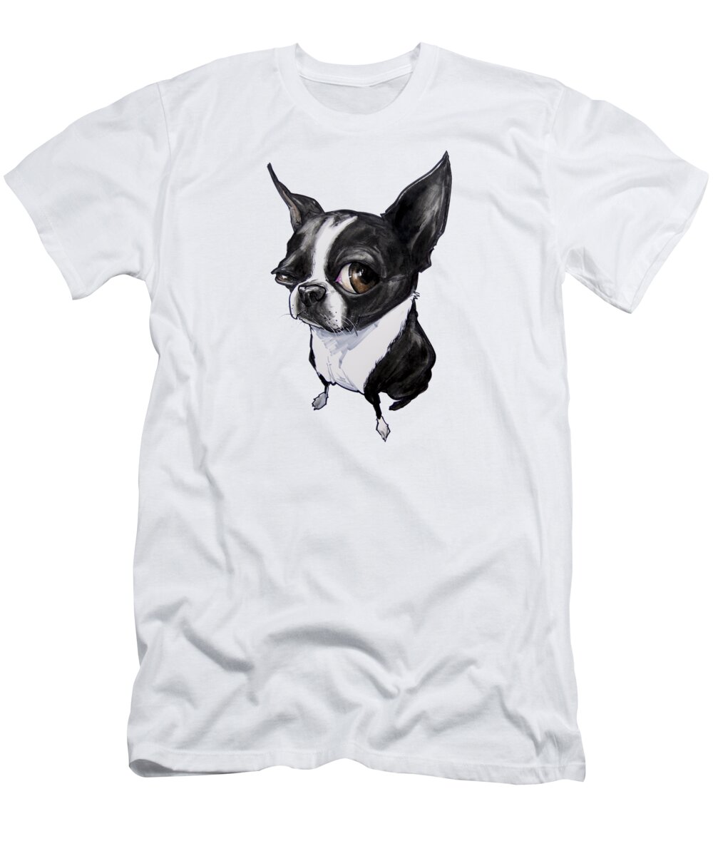 Boston Terrier T-Shirt featuring the drawing Boston Terrier by Canine Caricatures By John LaFree