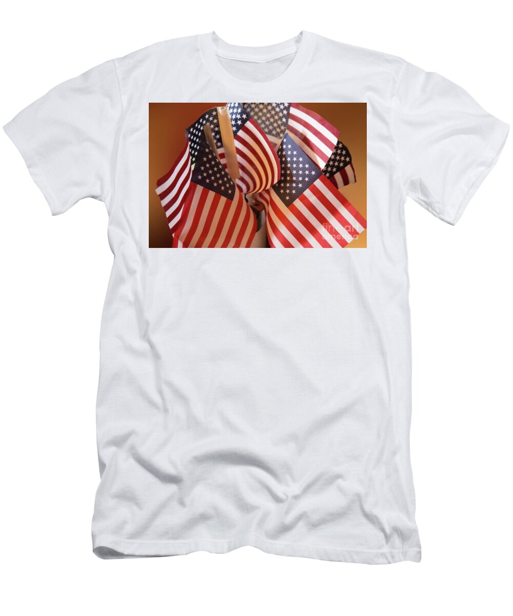 Flags T-Shirt featuring the photograph Bouquet of US Flags by Linda Phelps