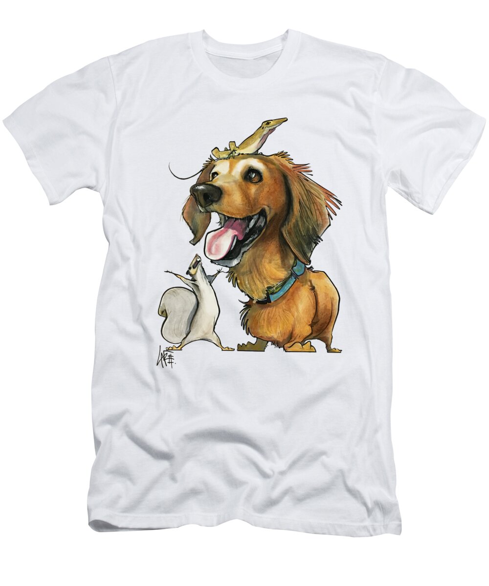 Pet Portrait T-Shirt featuring the drawing Boyle 7-1107 by Canine Caricatures By John LaFree