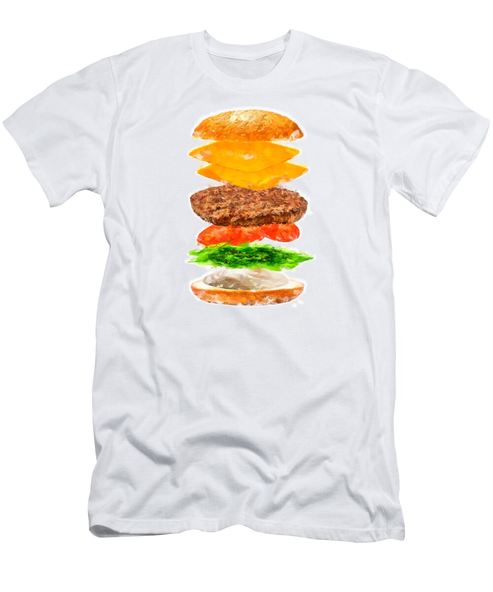 Salad Cheeseburger T-Shirt featuring the digital art Brazilian Salad Cheeseburger by Caito Junqueira