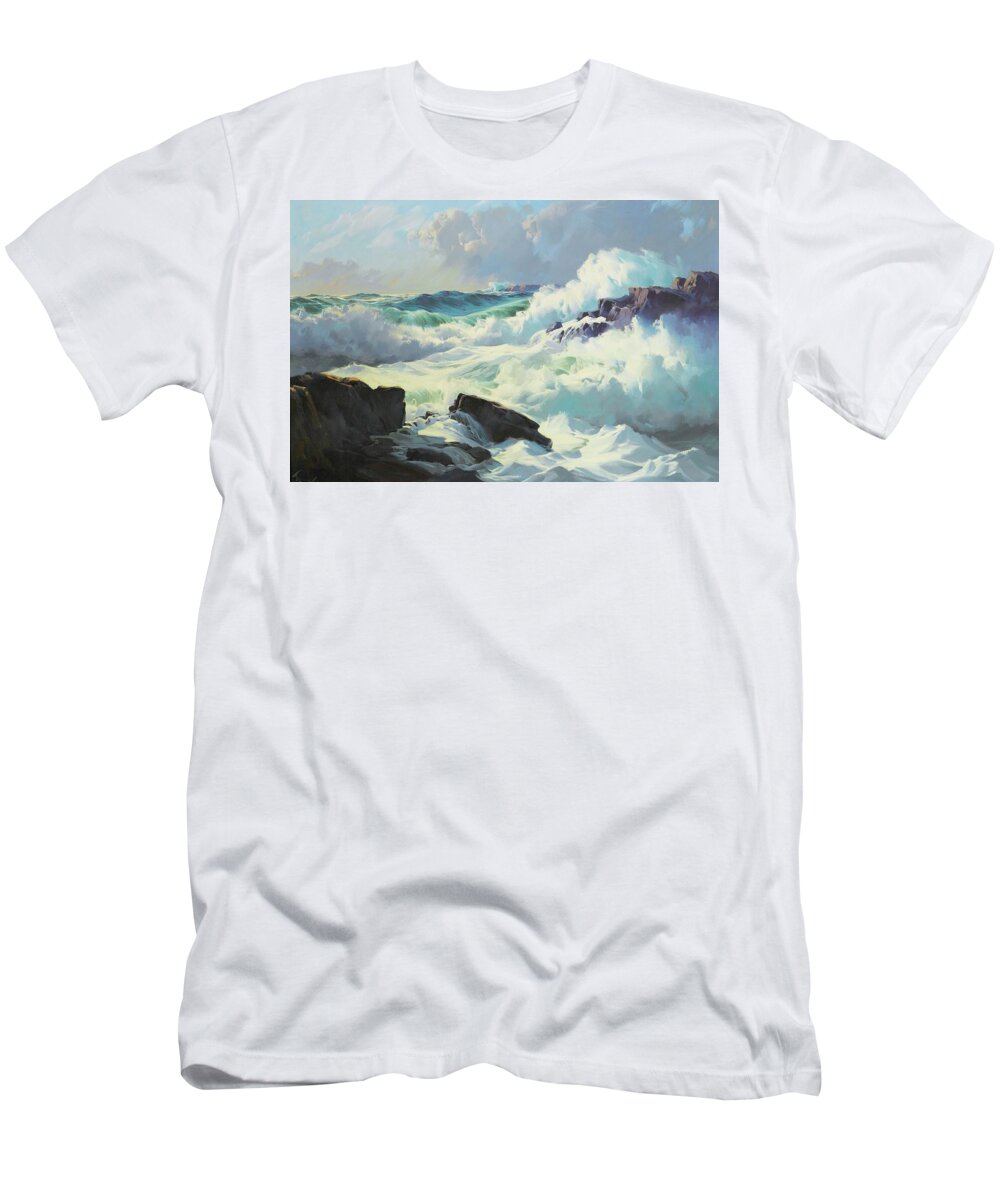 Frederick Judd Waugh 1861 - 1940 Breaking Surf T-Shirt featuring the painting Breaking Surf by Frederick Judd Waugh