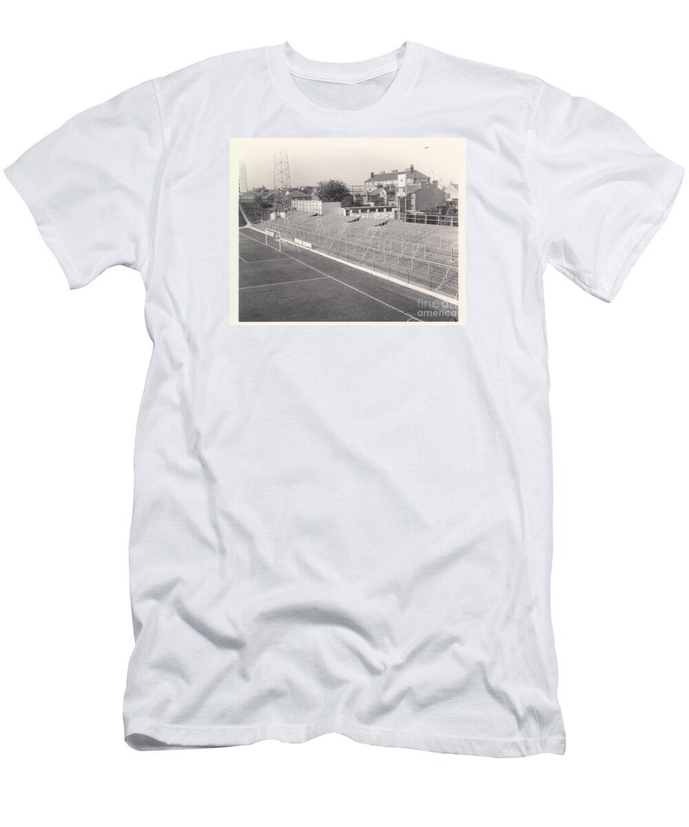  T-Shirt featuring the photograph Brentford - Griffin Park - Ealing Road End 1 - September 1968 by Legendary Football Grounds