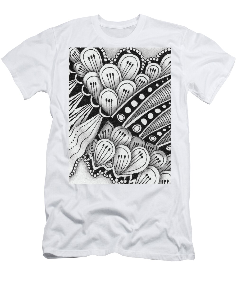 Zentangle T-Shirt featuring the drawing Bright Lights, Big City by Jan Steinle