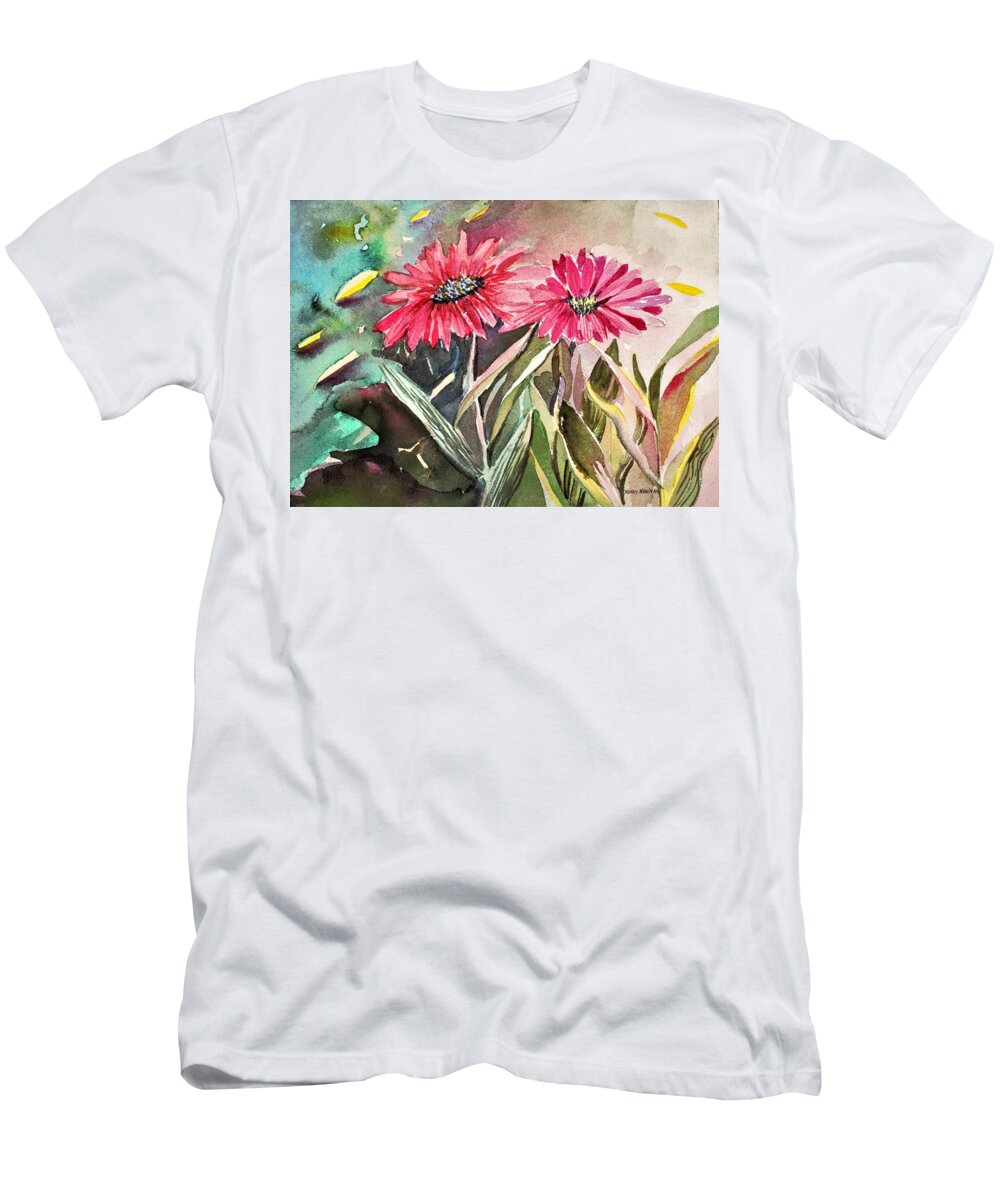 Daisy T-Shirt featuring the painting Bright Spring Daisies by Mindy Newman