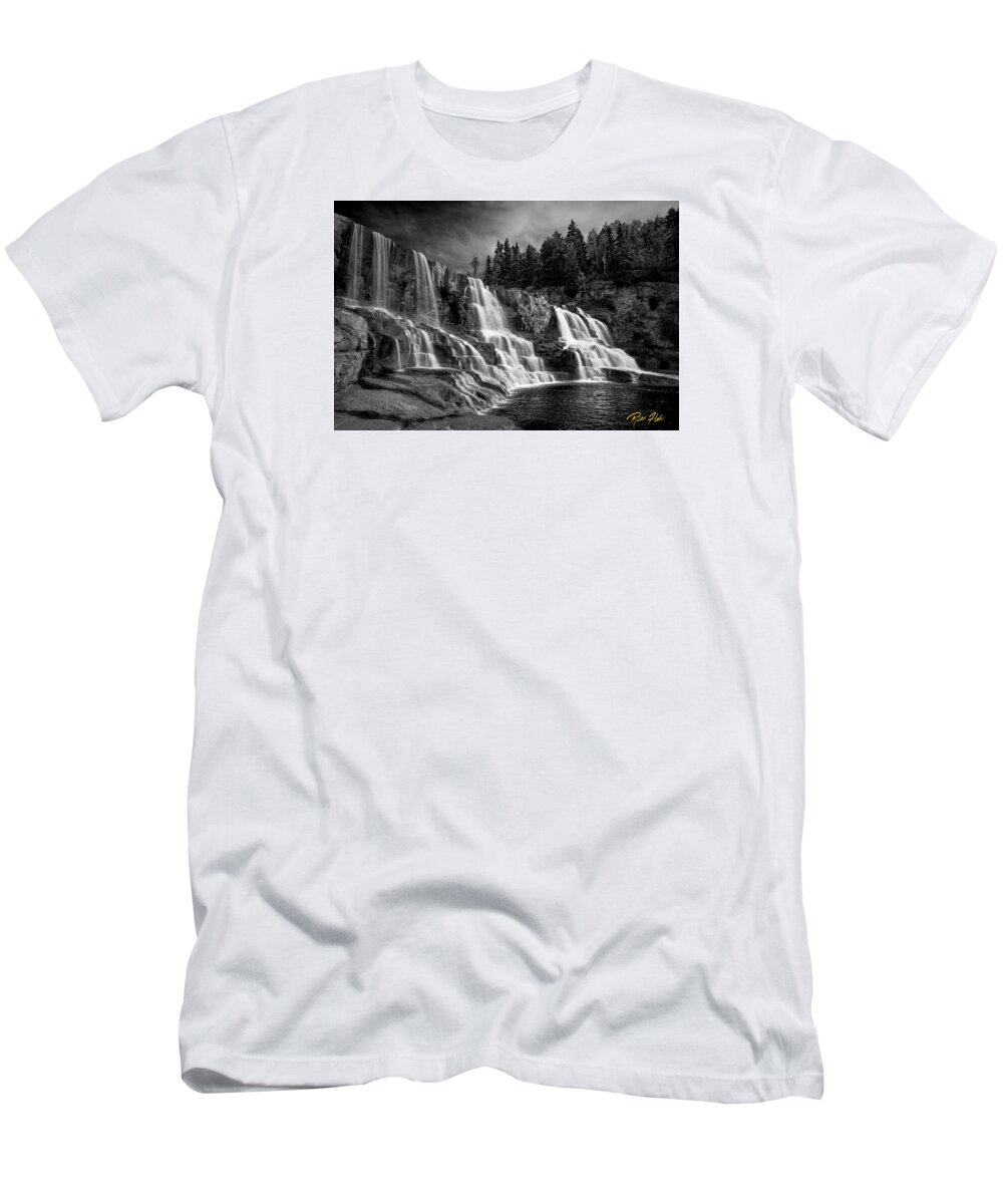  T-Shirt featuring the photograph Brooding Gooseberry Falls by Rikk Flohr
