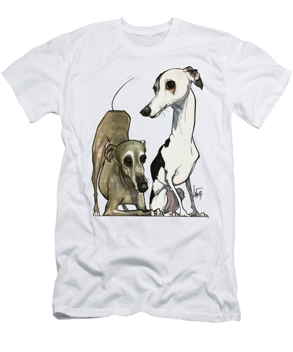 Pet Portrait T-Shirt featuring the drawing Brown 7-1512 by Canine Caricatures By John LaFree