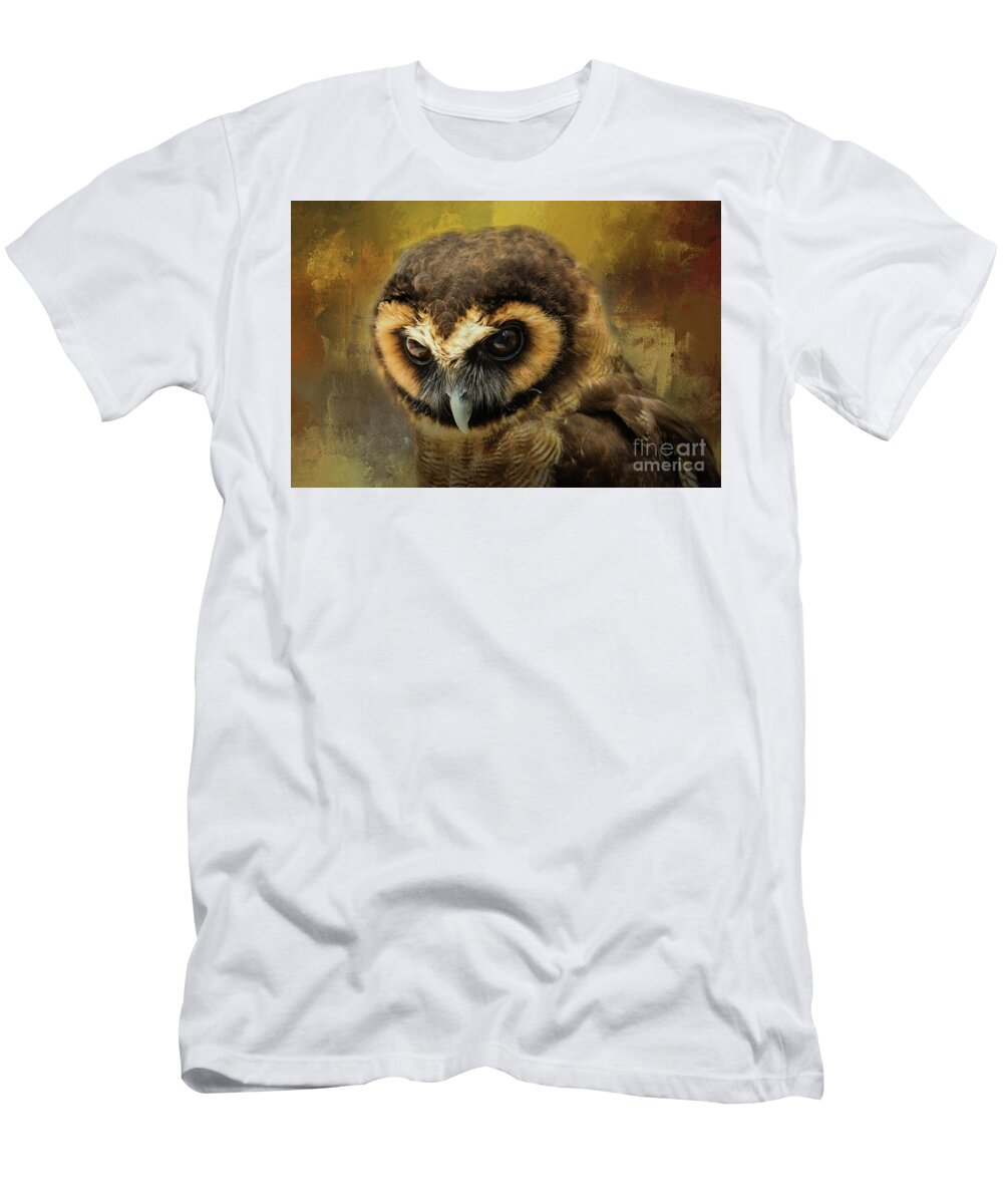 Brown Wood Owl T-Shirt featuring the photograph Brown Wood Owl by Eva Lechner