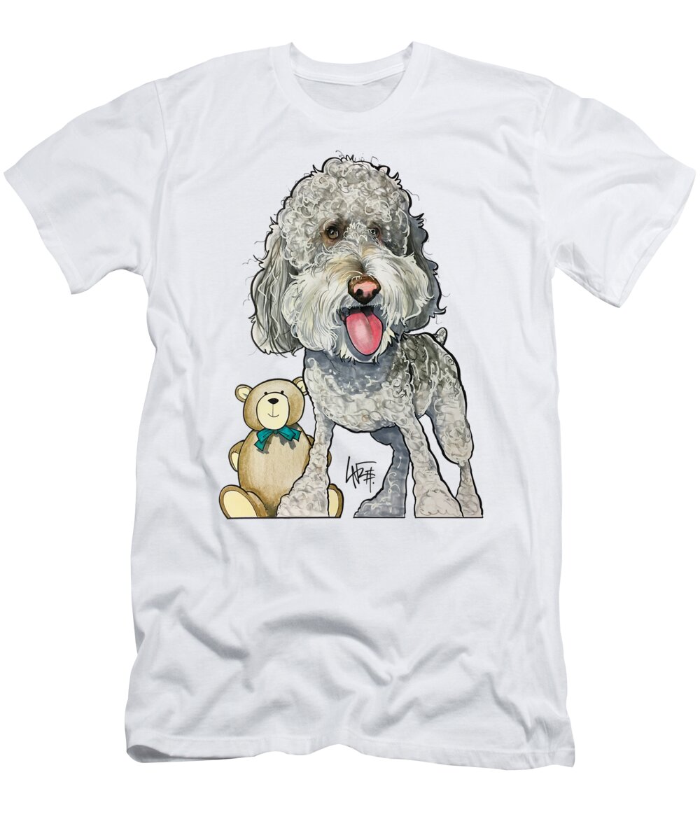 Pet Portrait T-Shirt featuring the drawing Brunelle 3525 by Canine Caricatures By John LaFree
