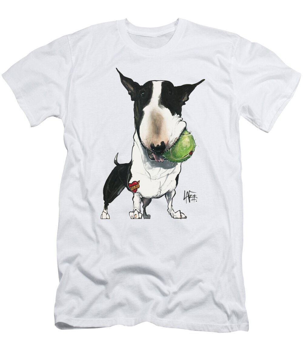 Pet Portrait T-Shirt featuring the drawing Brunk 3097 by Canine Caricatures By John LaFree