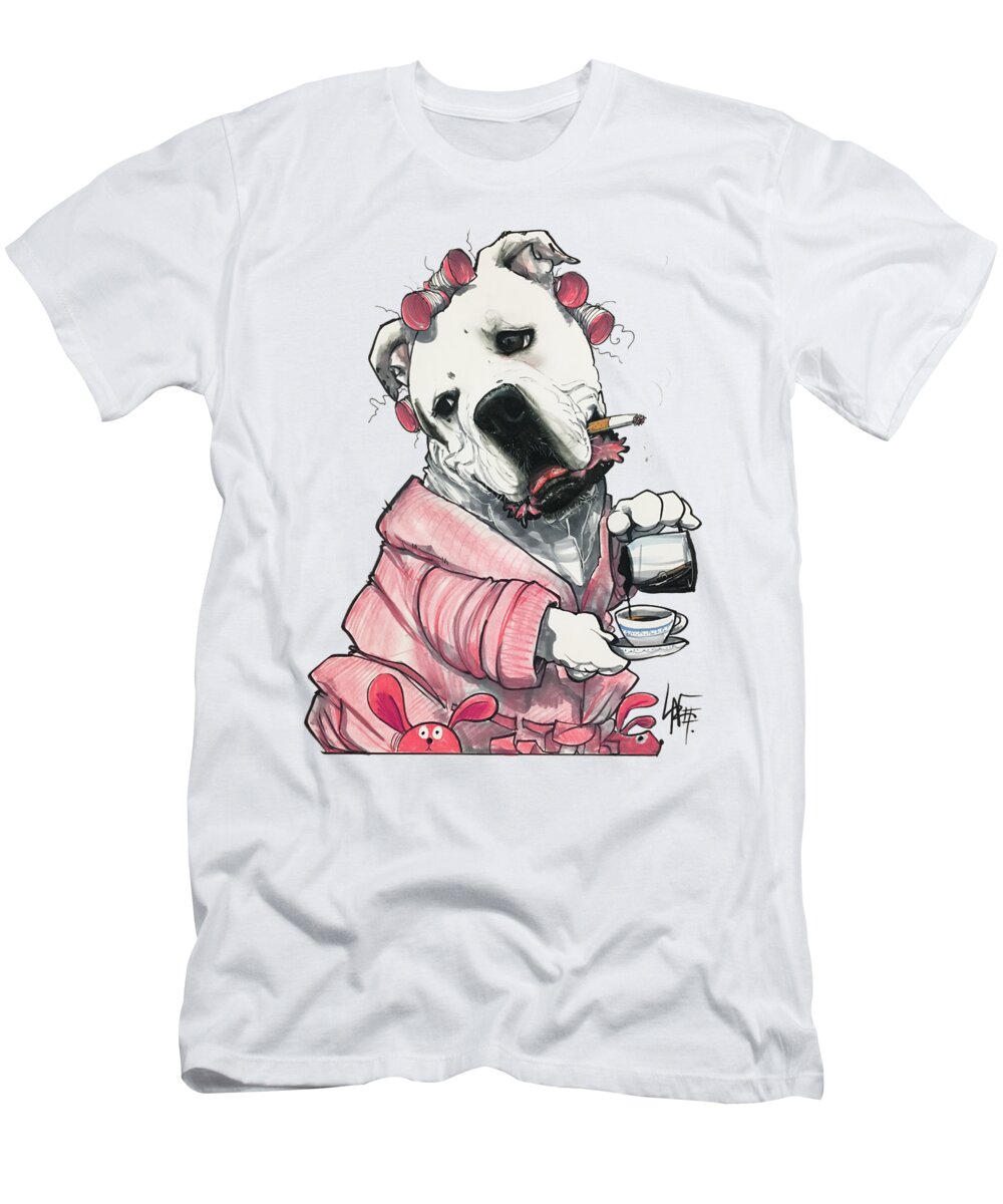 Pet Portrait T-Shirt featuring the drawing Brunk 3098 by John LaFree