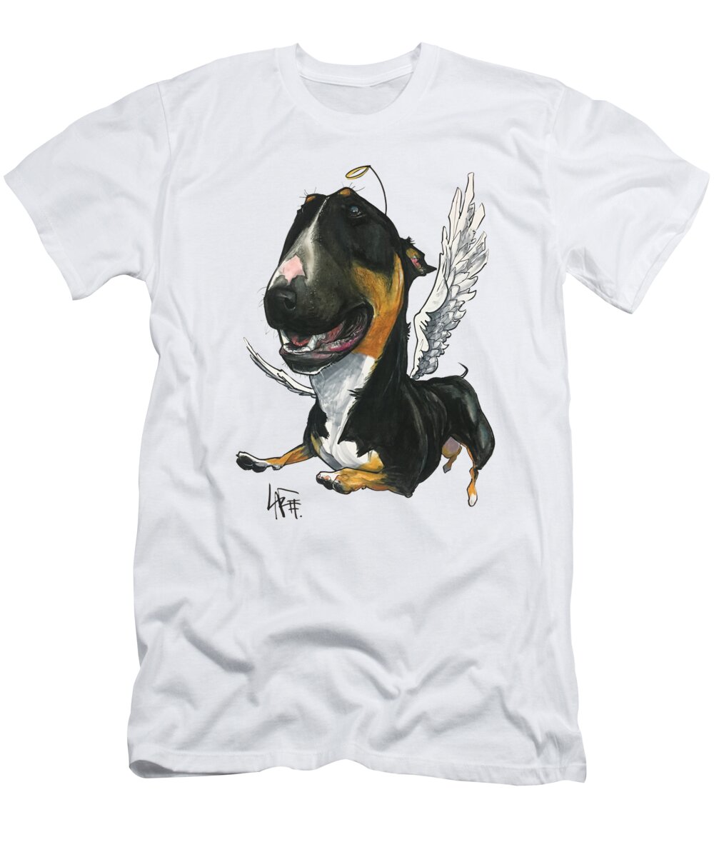 Pet Portrait T-Shirt featuring the drawing Brunk 3123 by Canine Caricatures By John LaFree