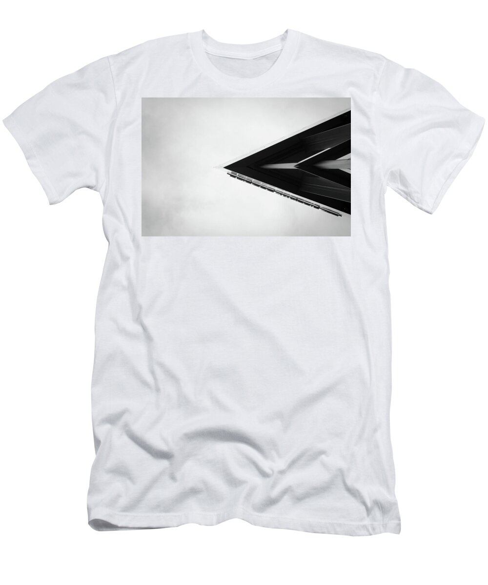 Black And White T-Shirt featuring the photograph Building's Prow by Stephen Holst
