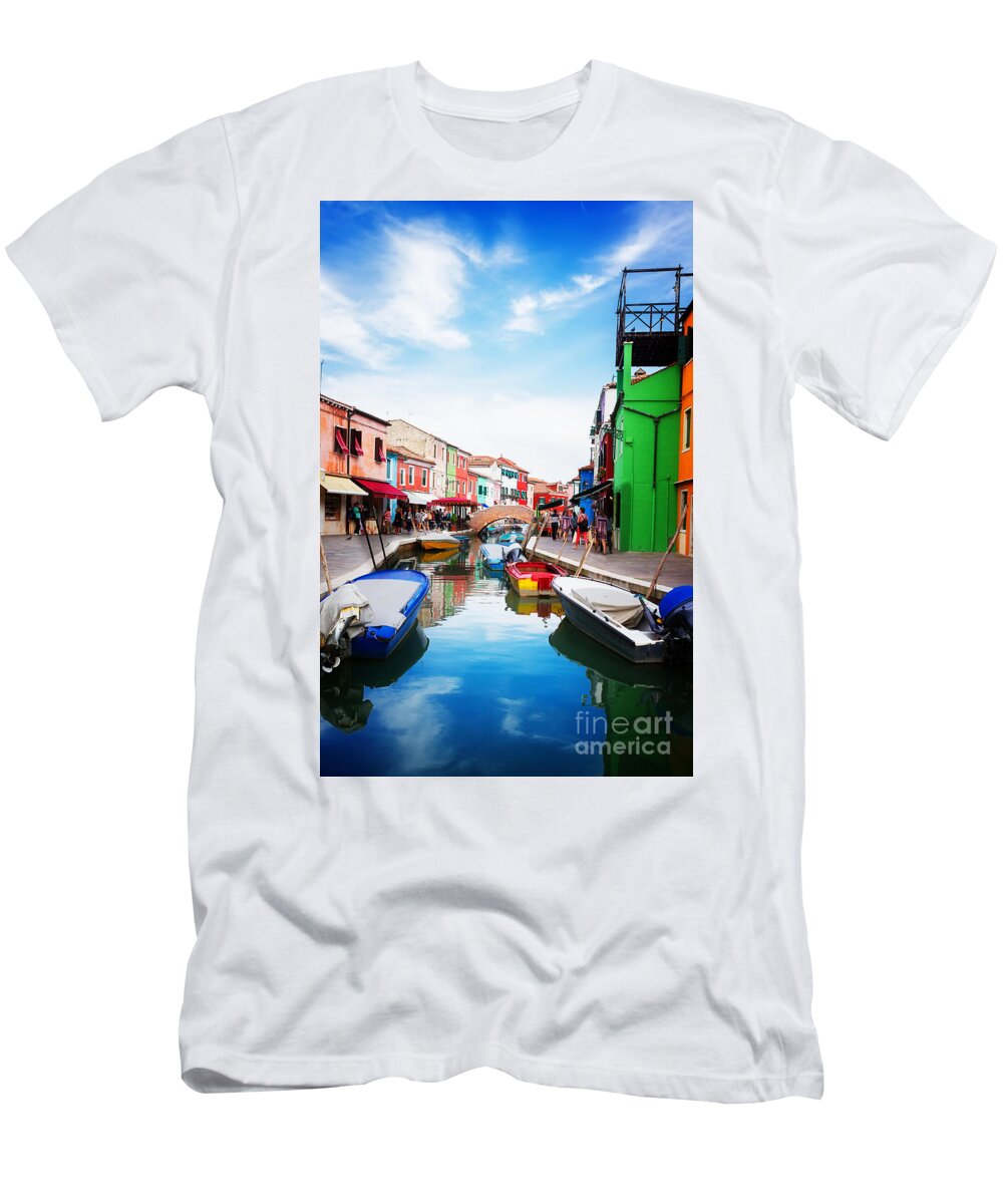Burano T-Shirt featuring the photograph Burano island, Venice, Italy by Anastasy Yarmolovich