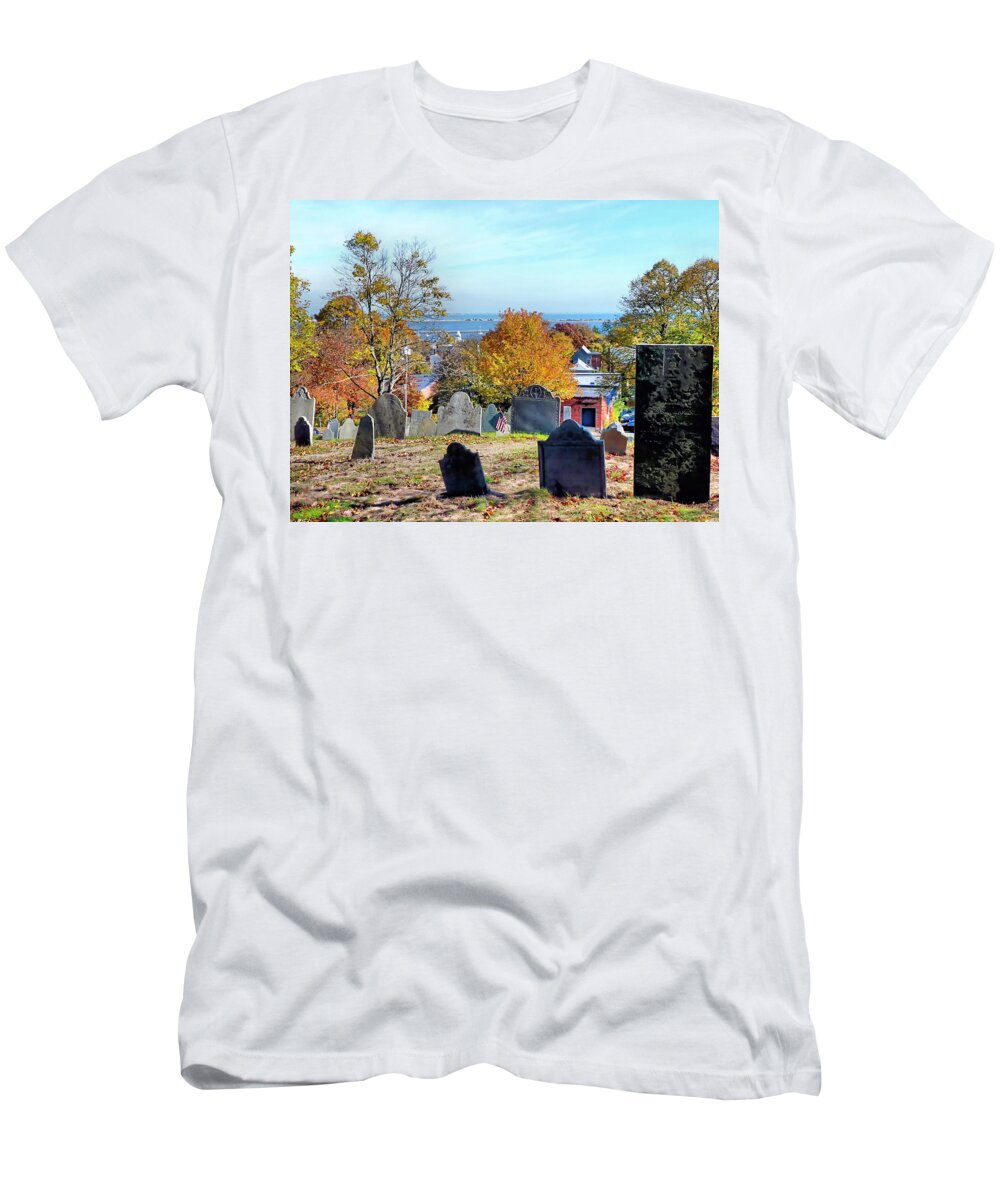 Old Cemetery T-Shirt featuring the photograph Burial Hill during Autumn by Janice Drew