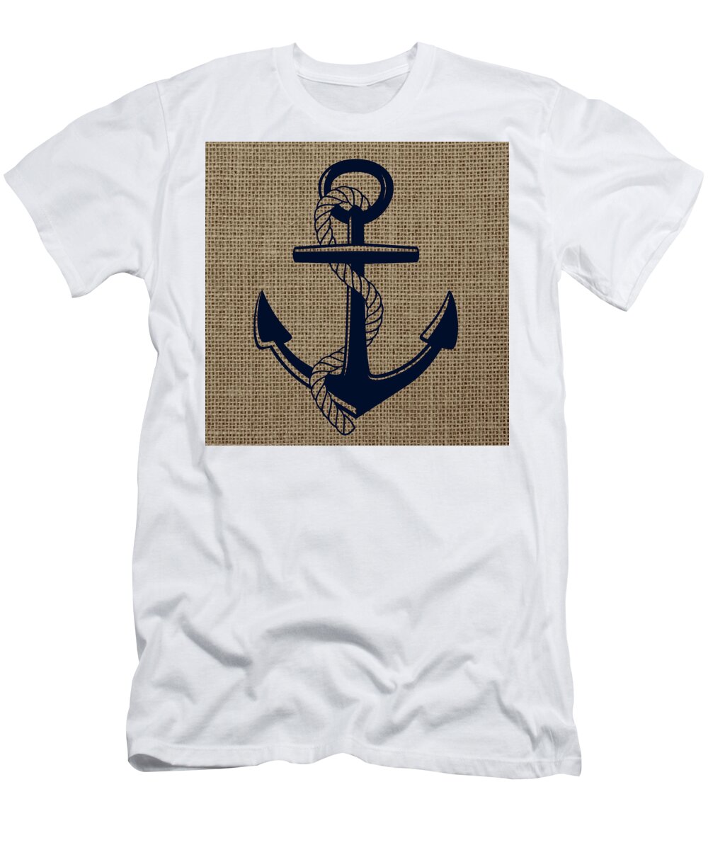 Brandi Fitzgerald T-Shirt featuring the digital art Burlap Anchor by Brandi Fitzgerald