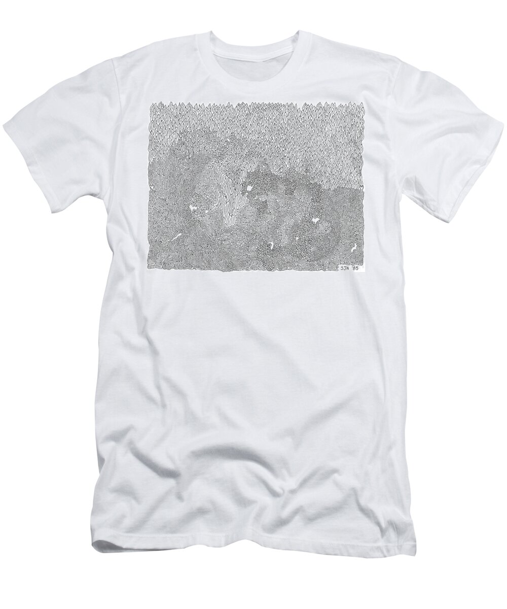 Mazes T-Shirt featuring the drawing Burning Desire by Steven Natanson