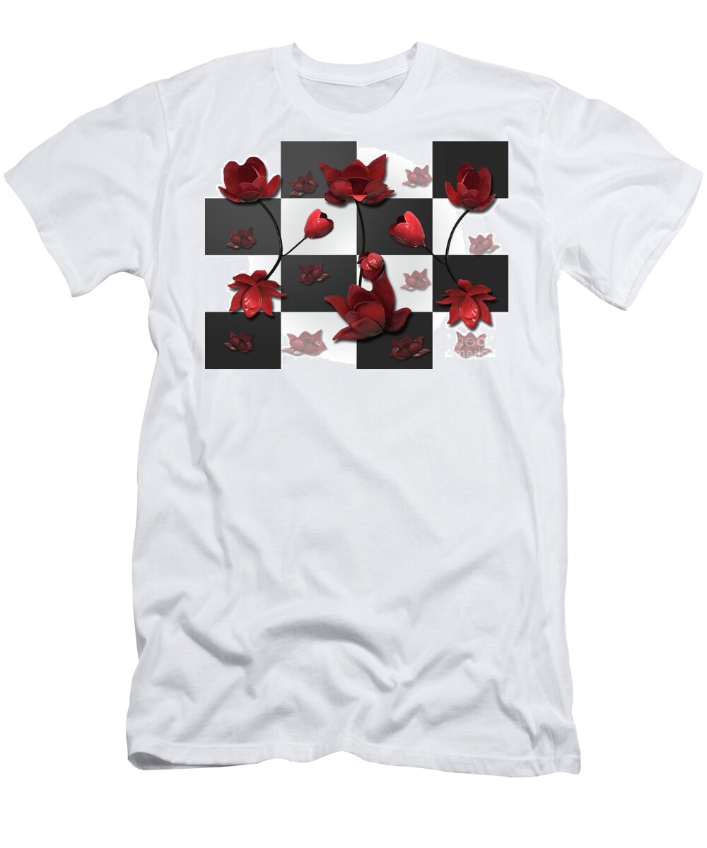 Burnt T-Shirt featuring the photograph Burnt Crimson Flora by Rockin Docks Deluxephotos