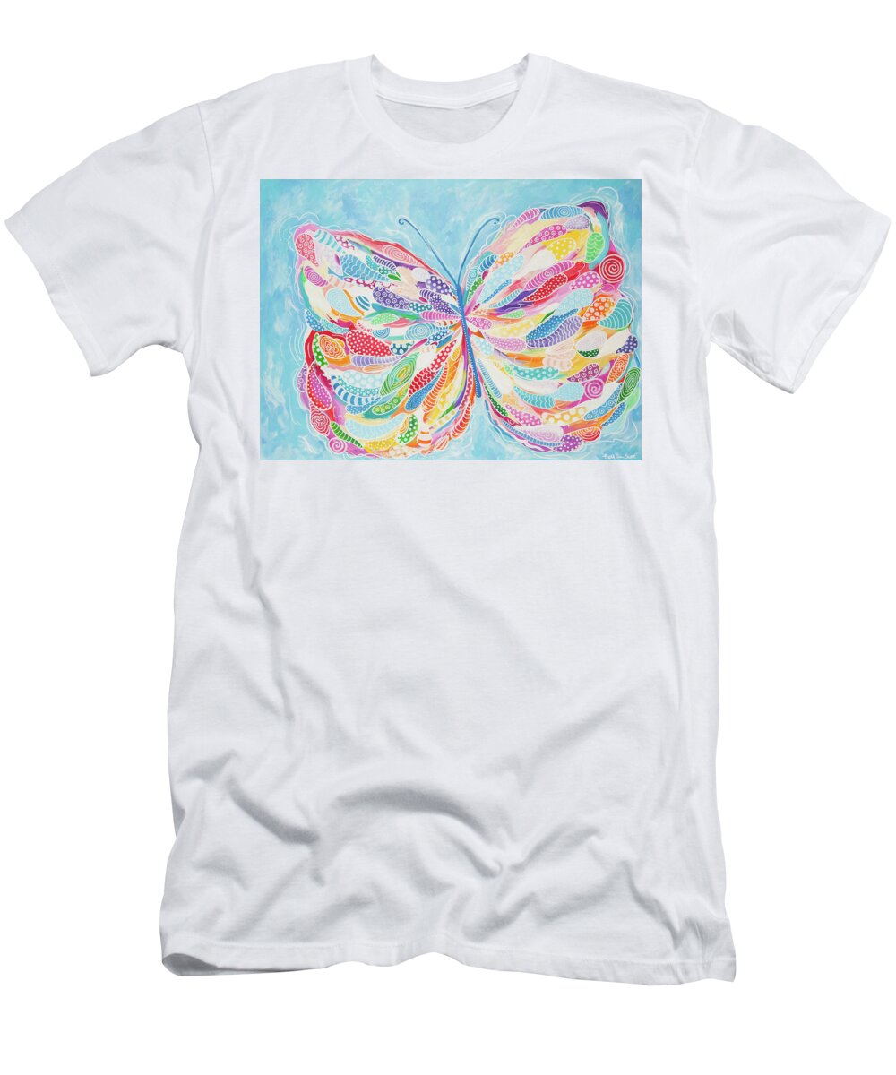 Butterfly T-Shirt featuring the painting Butterfly by Beth Ann Scott
