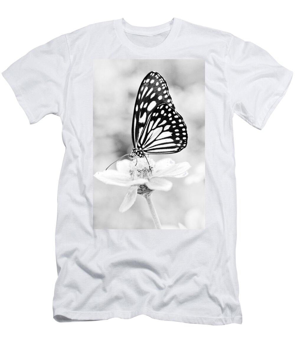 Butterfly Wings T-Shirt featuring the photograph Butterfly Wings 7 - Black And White by Marianna Mills