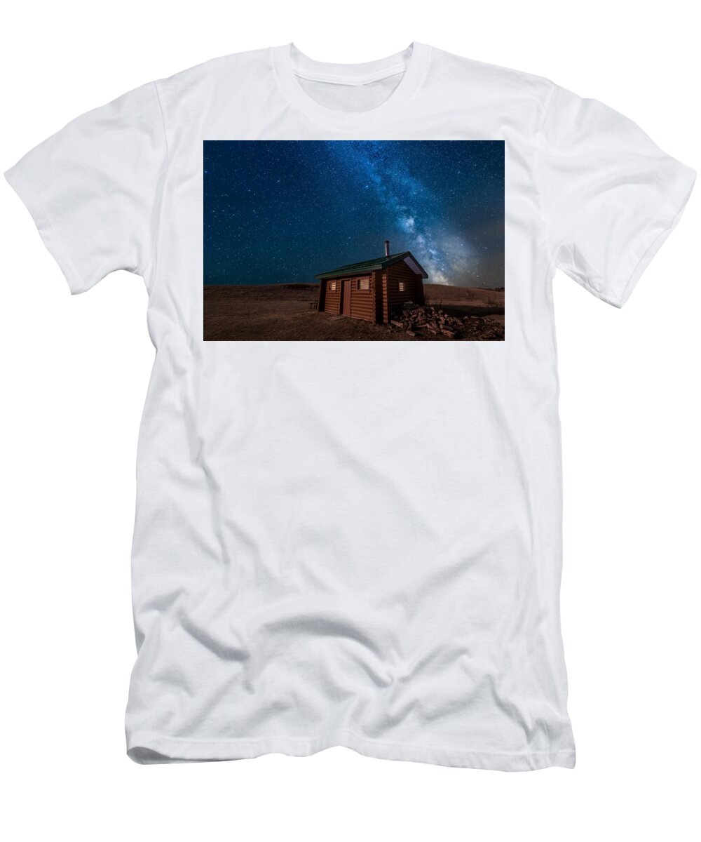 Milky Way T-Shirt featuring the photograph Cabin In The Night by Nebojsa Novakovic