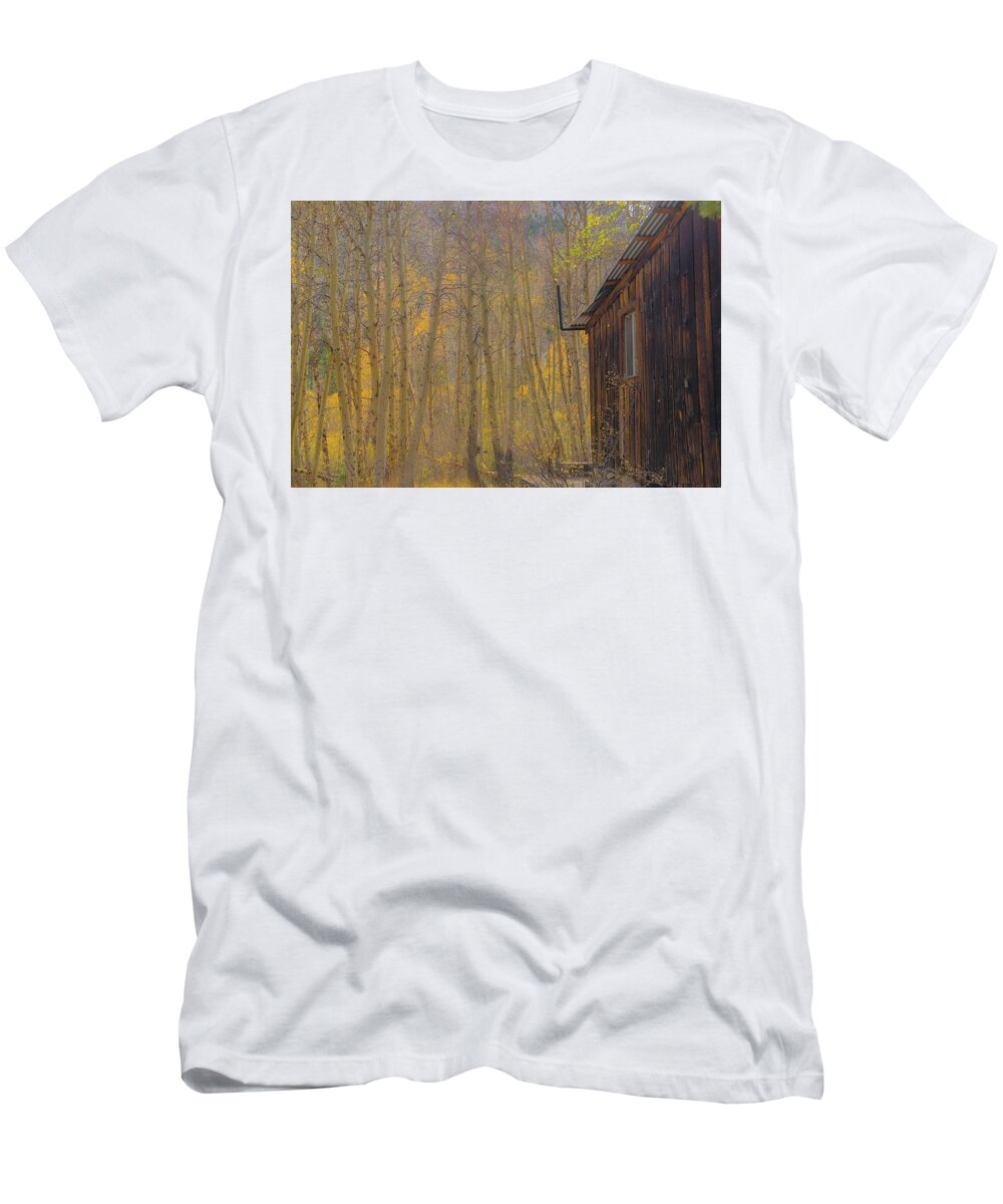 Fall T-Shirt featuring the photograph Cabin in the woods by Patricia Dennis