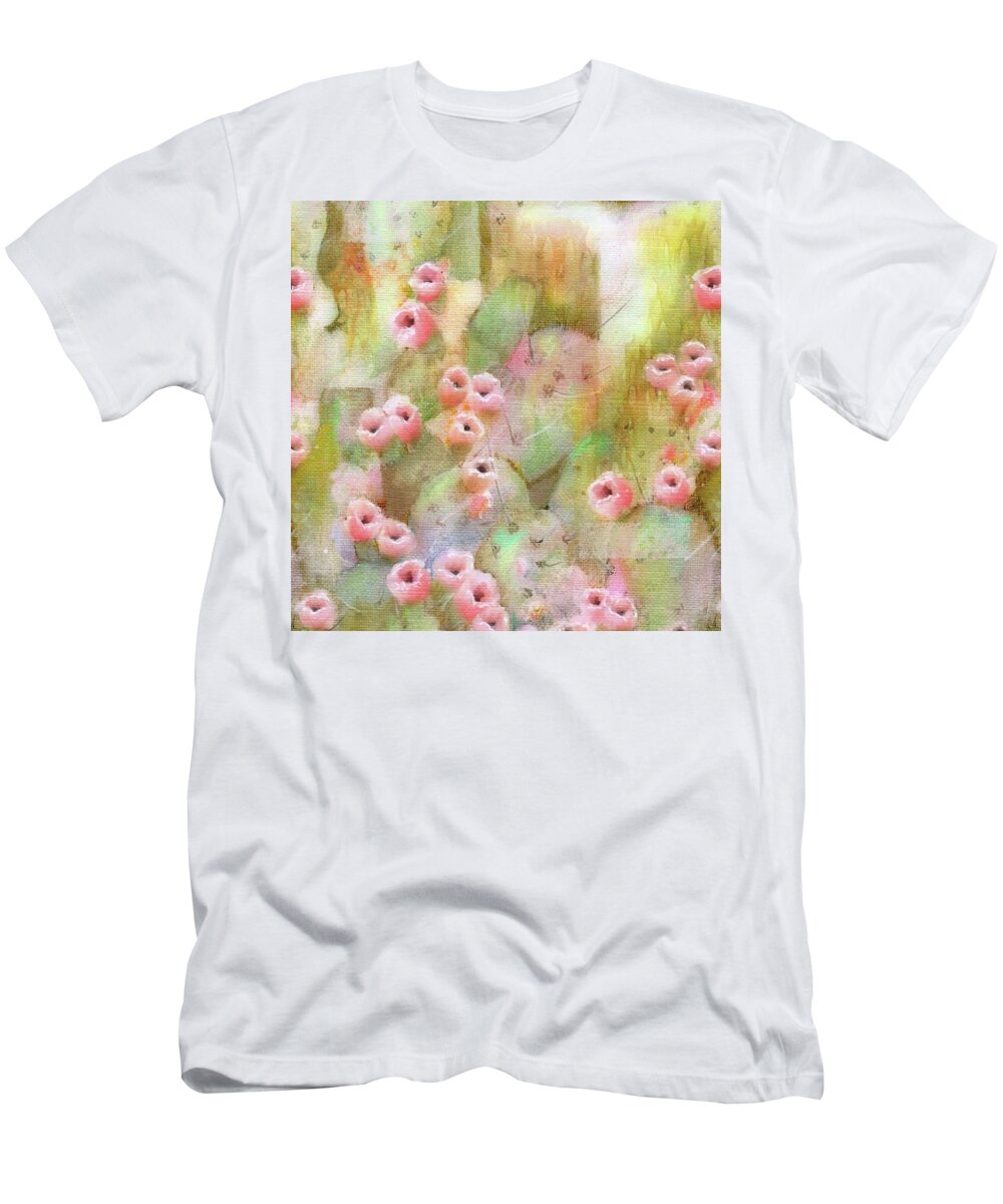 Cactus T-Shirt featuring the mixed media Cactus Rose by Sand And Chi