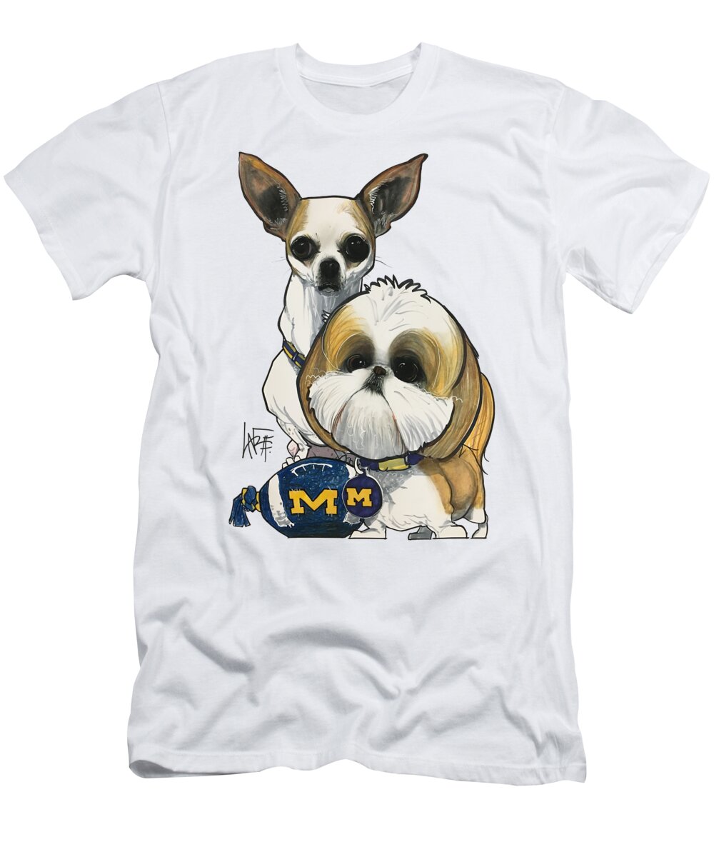 Pet Portrait T-Shirt featuring the drawing Cairns 3401 by Canine Caricatures By John LaFree