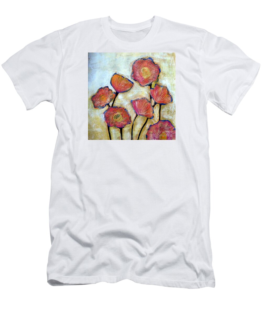 Poppies T-Shirt featuring the painting California Poppies - abstract by Vesna Antic
