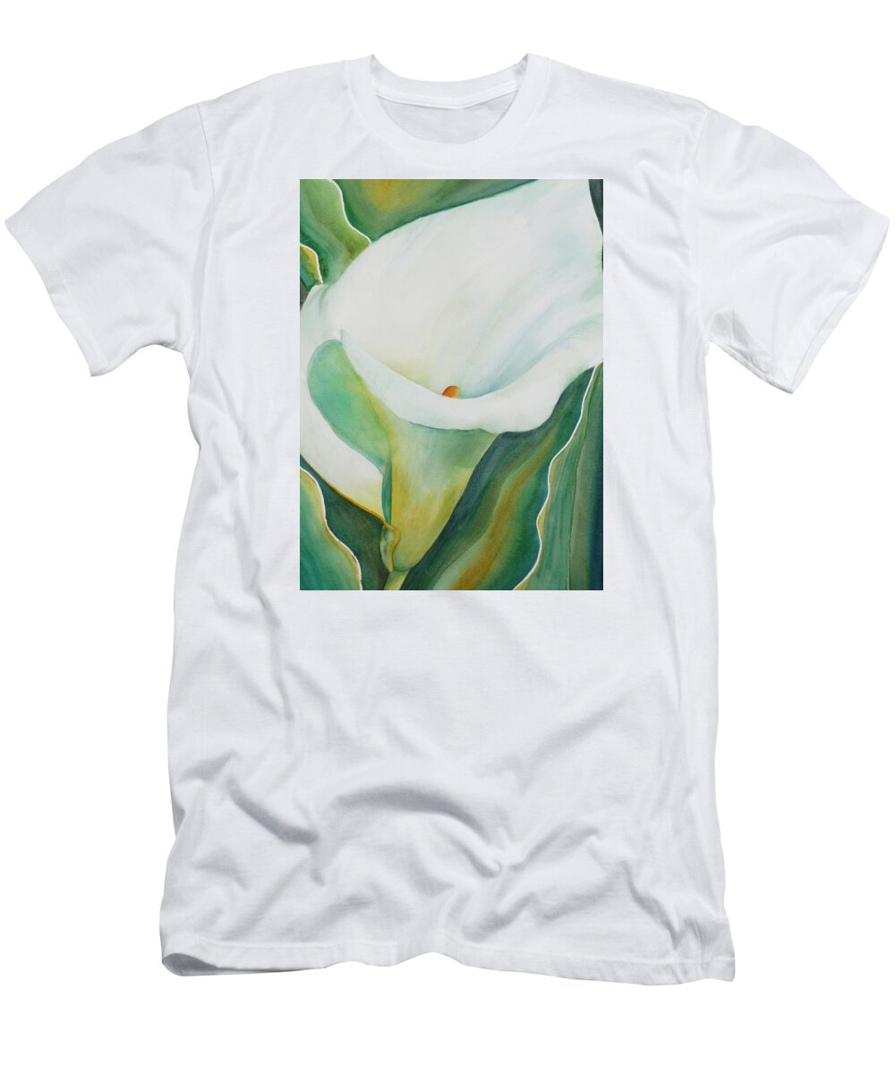 Flower T-Shirt featuring the painting Calla Lily by Ruth Kamenev