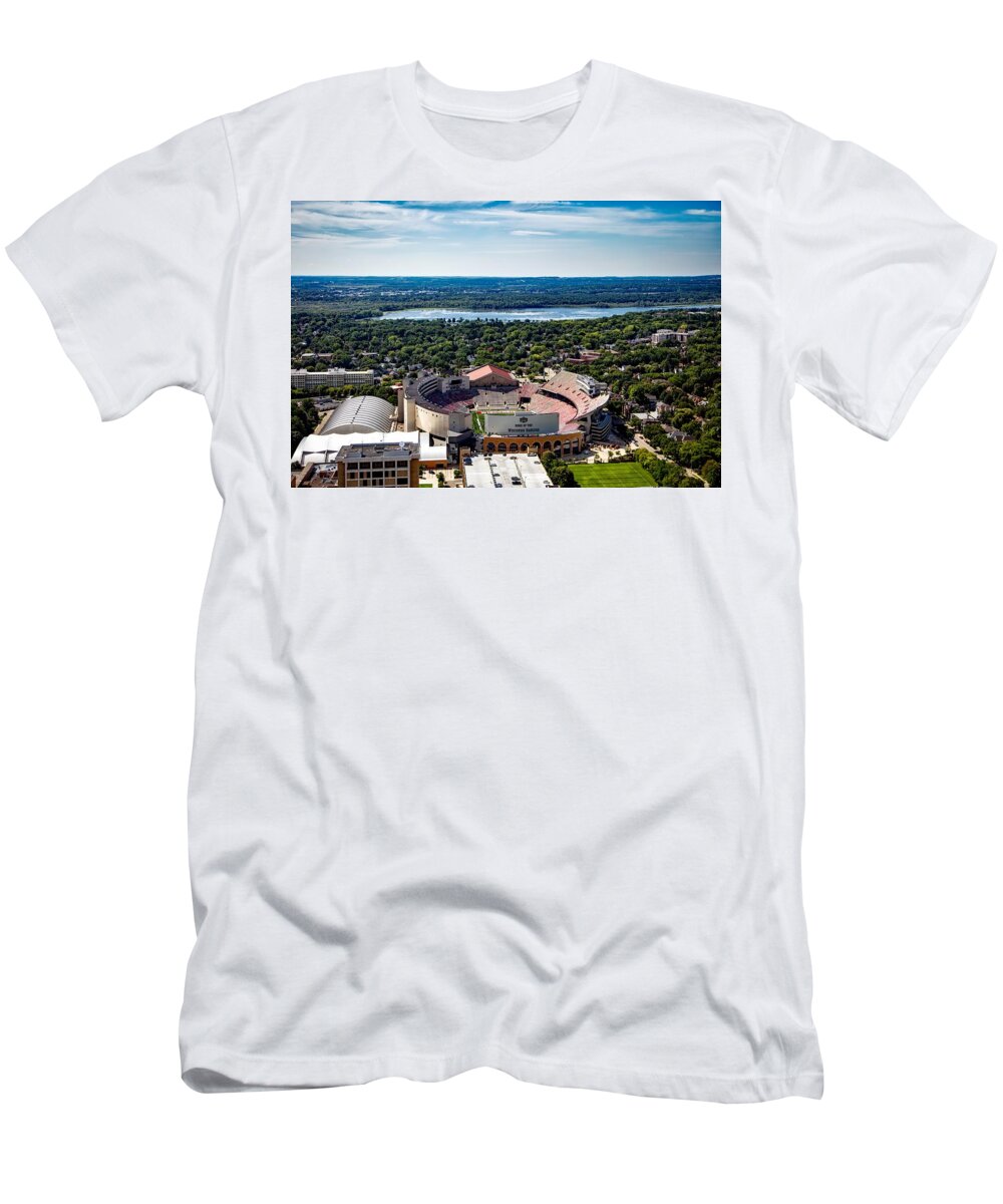 Camp Randall Stadium T-Shirt featuring the photograph Camp Randall Stadium - Madison Wisconsin by Mountain Dreams