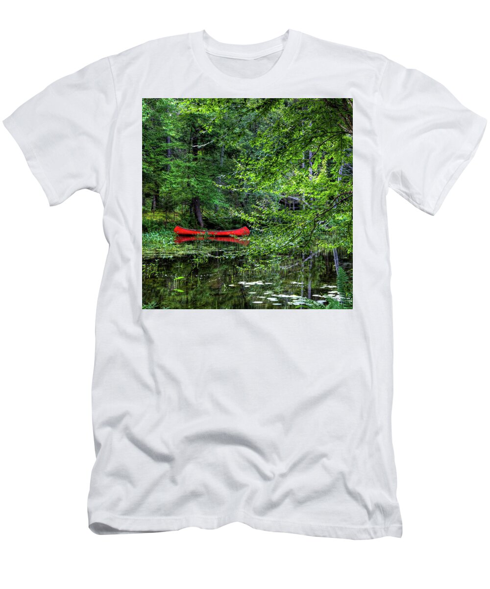 Canoe On The Shore T-Shirt featuring the photograph Canoe on the Shore by David Patterson