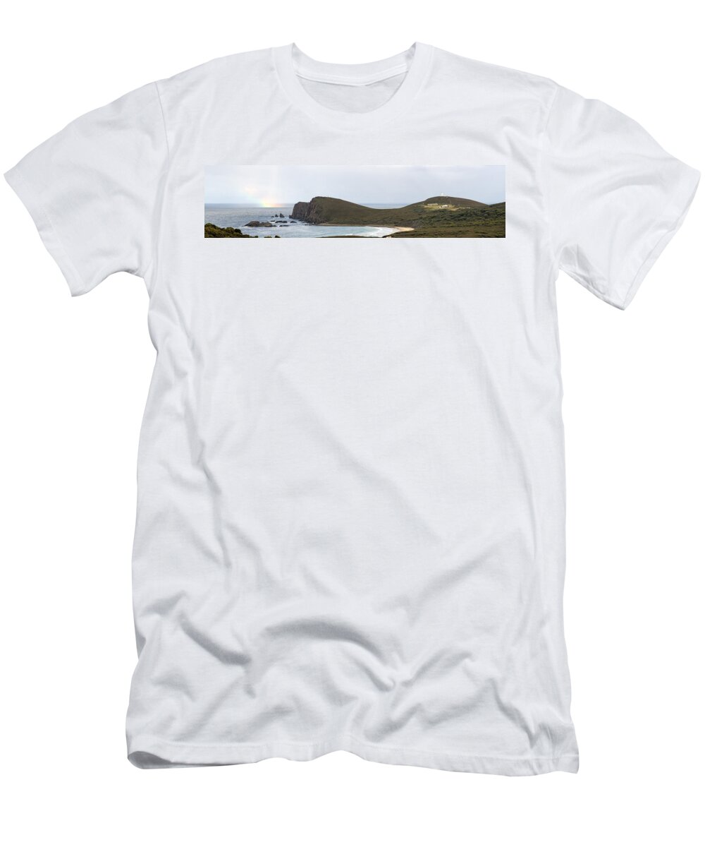  Rainbow T-Shirt featuring the photograph Cape Bruny Lighthouse by Anthony Davey