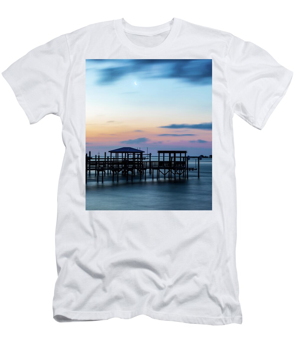 Southport T-Shirt featuring the photograph Cape Fear Moon Rise by Nick Noble