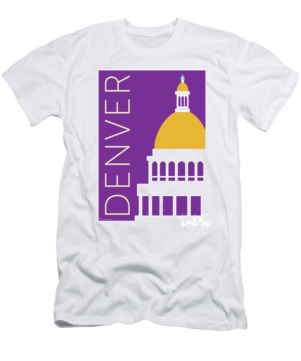 Denver T-Shirt featuring the digital art DENVER Capitol/Purple by Sam Brennan